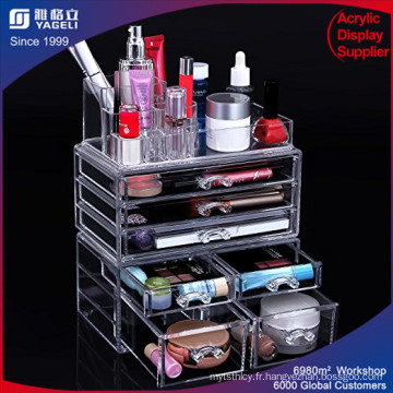 Organiseur de maquillage acrylique Paquet de rangement pour salle de bain en plexiglas pour poitrine de bijoux PMMA